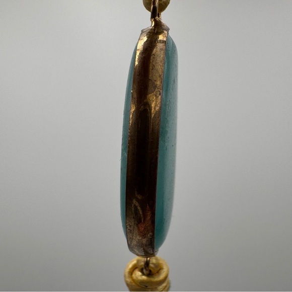 Boho Leather Beaded Necklace w/ Teal Gemstone Pendant 20-22” - Picture 7 of 9